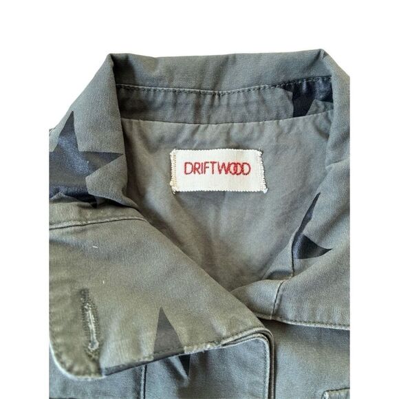 Sundance DRIFTWOOD Star Print Green Military Field Utility Jacket size S - Picture 7 of 13